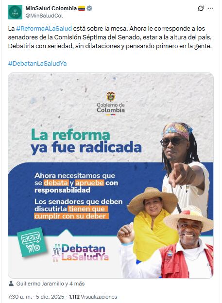 Los ministerios del Gobierno de Gustavo Petro le pidieron a la Comisión Séptima debatir la reforma a la salud.