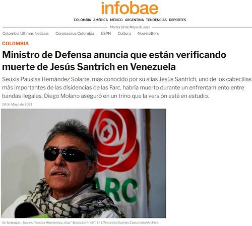 Muerte de Jesús Santrich por Infobae