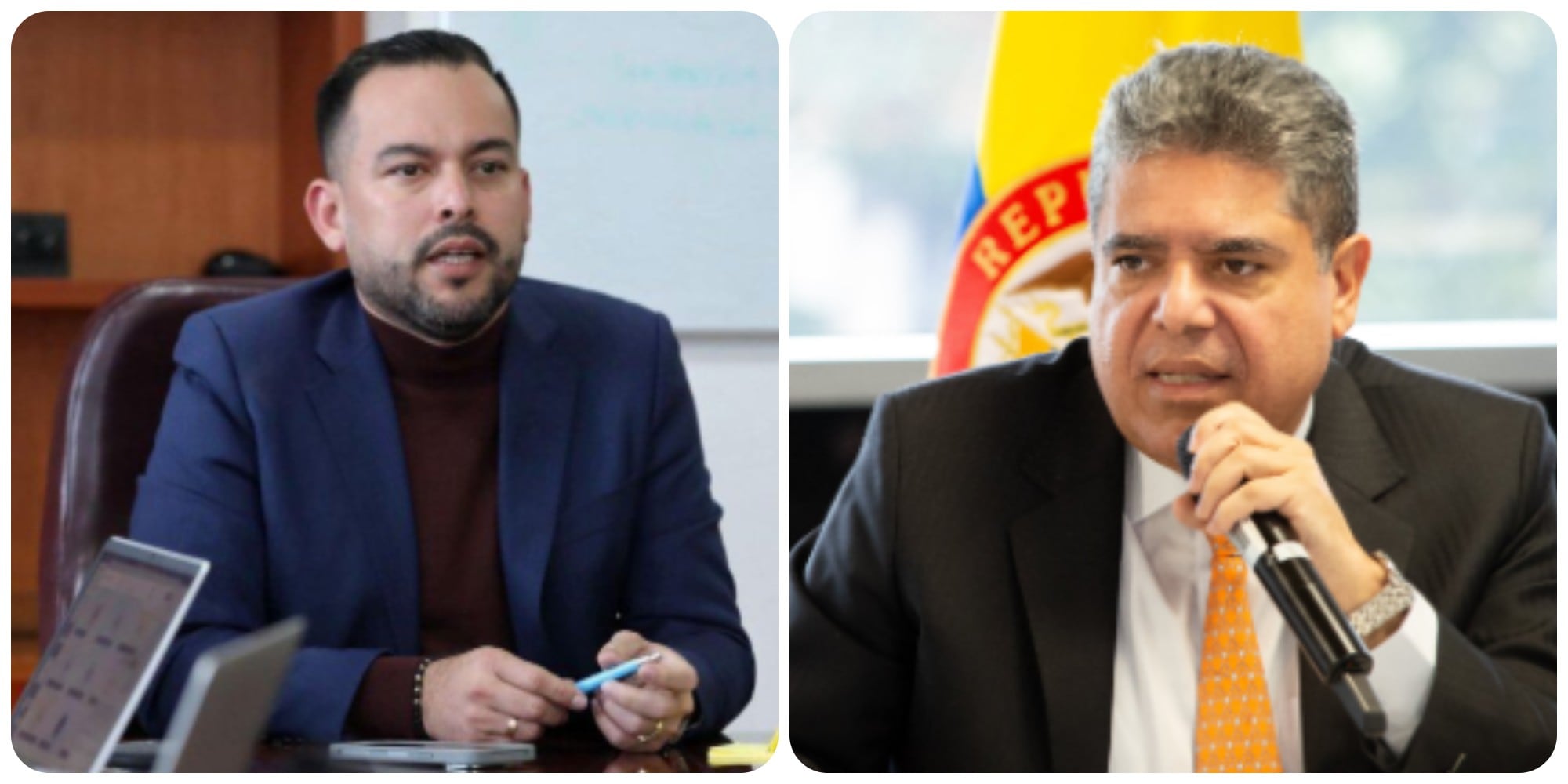 Edwin Palma, ministro de Minas, y Carlos Rodríguez, contralor general.