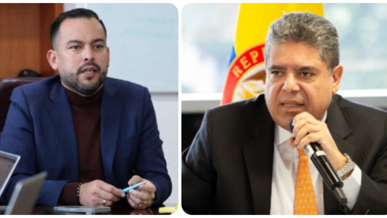Edwin Palma, ministro de Minas, y Carlos Rodríguez, contralor general.