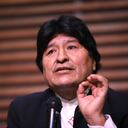 FILE - In this Feb. 21, 2020 file photo, Bolivia's ousted, former President Evo Morales gives a press conference regarding the rejection of his plan to run for Senator in Buenos Aires, where he is living, in Argentina. On Monday, Sept. 7, 2020, a Bolivian court blocked Morales from seeking a senate seat in the country’s October elections, arguing that the ex-leader, living in Argentina, doesn’t meet residency requirements. (AP Photo/Natacha Pisarenko, File)