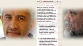 De izquierda a derecha: Víctor de Currea-Lugo, asesor del Departamento Administrativo de la Presidencia (Dapre) en el gobierno de Gustavo Petro; el chat que él envió y Salvatore Mancuso, paramilitar desmovilizado