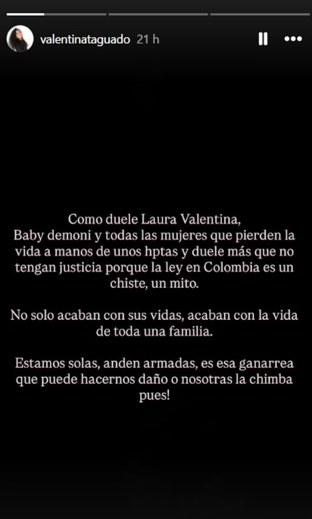 el fuerte pronunciamiento de la 'influencer' Valentina Taguado