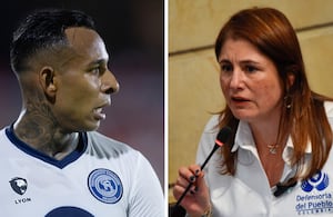 Iris Marín Ortiz (der.), Defensora del Pueblo, le escribió una carta abierta a la Federación Colombiana del Fútbol por la inclusión de Sebastián Villa (izq.) en la prelista al Mundial 2026.