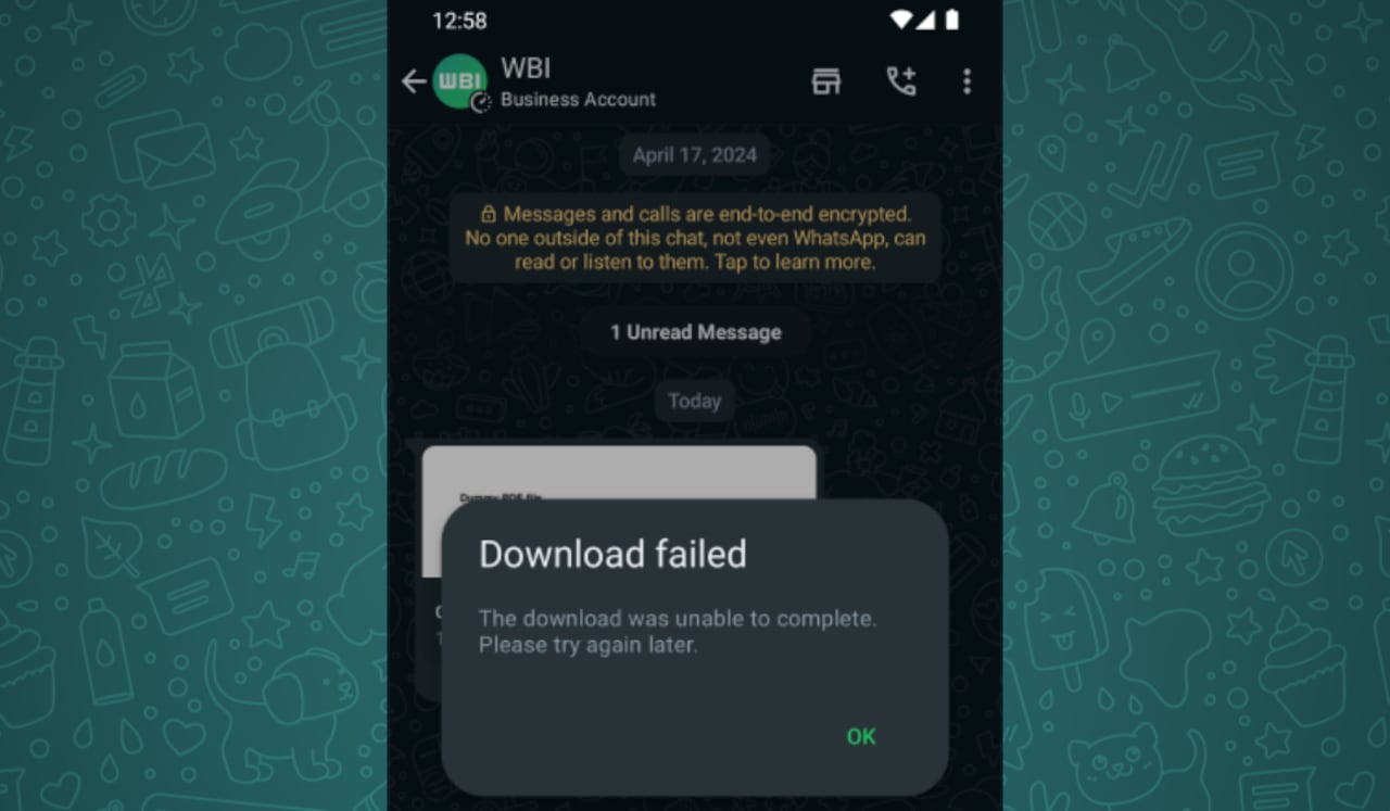 WhatsApp Beta sufrió una falla que impedía descargar archivos de los chats