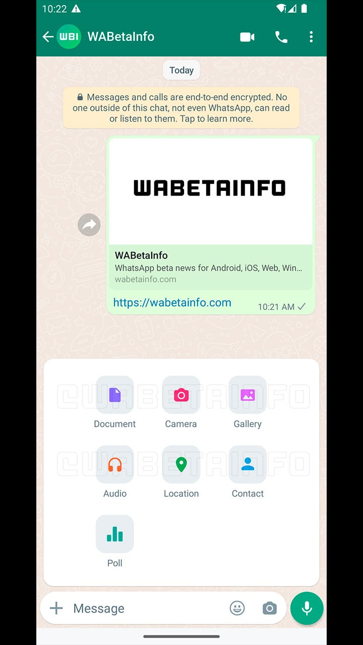 WhatsApp cambió el diseño del menú para compartir contenidos en un chat.