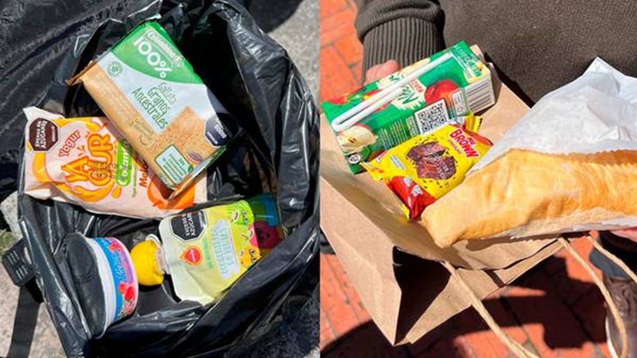 A la izquierda los refrigerios que recibieron los colegios distritales, a la derecha los entregados a los colegios públicos.