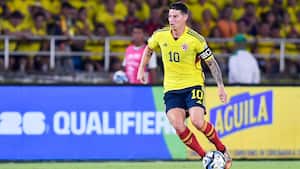 James Rodríguez en el partido de Colombia contra Brasil.