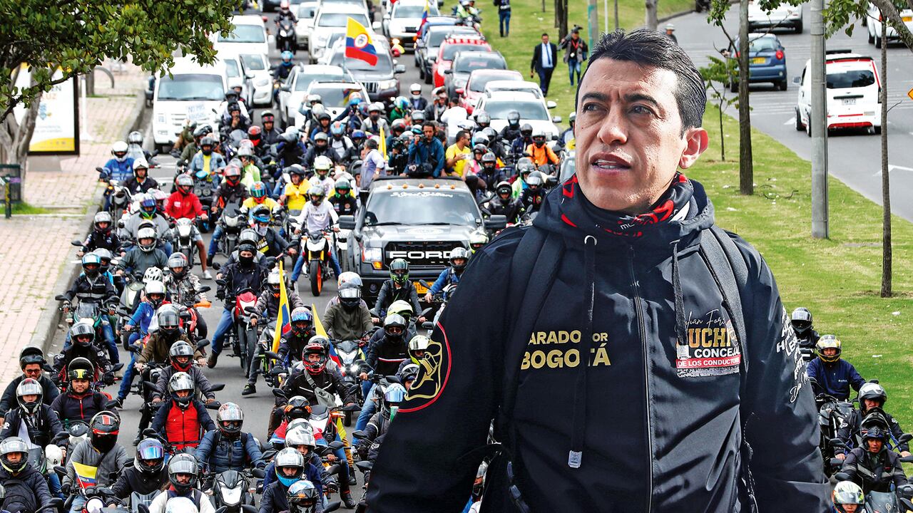 Julián Forero en la Protesta del gremio de motociclistas y transportadores en contra del Distrito.