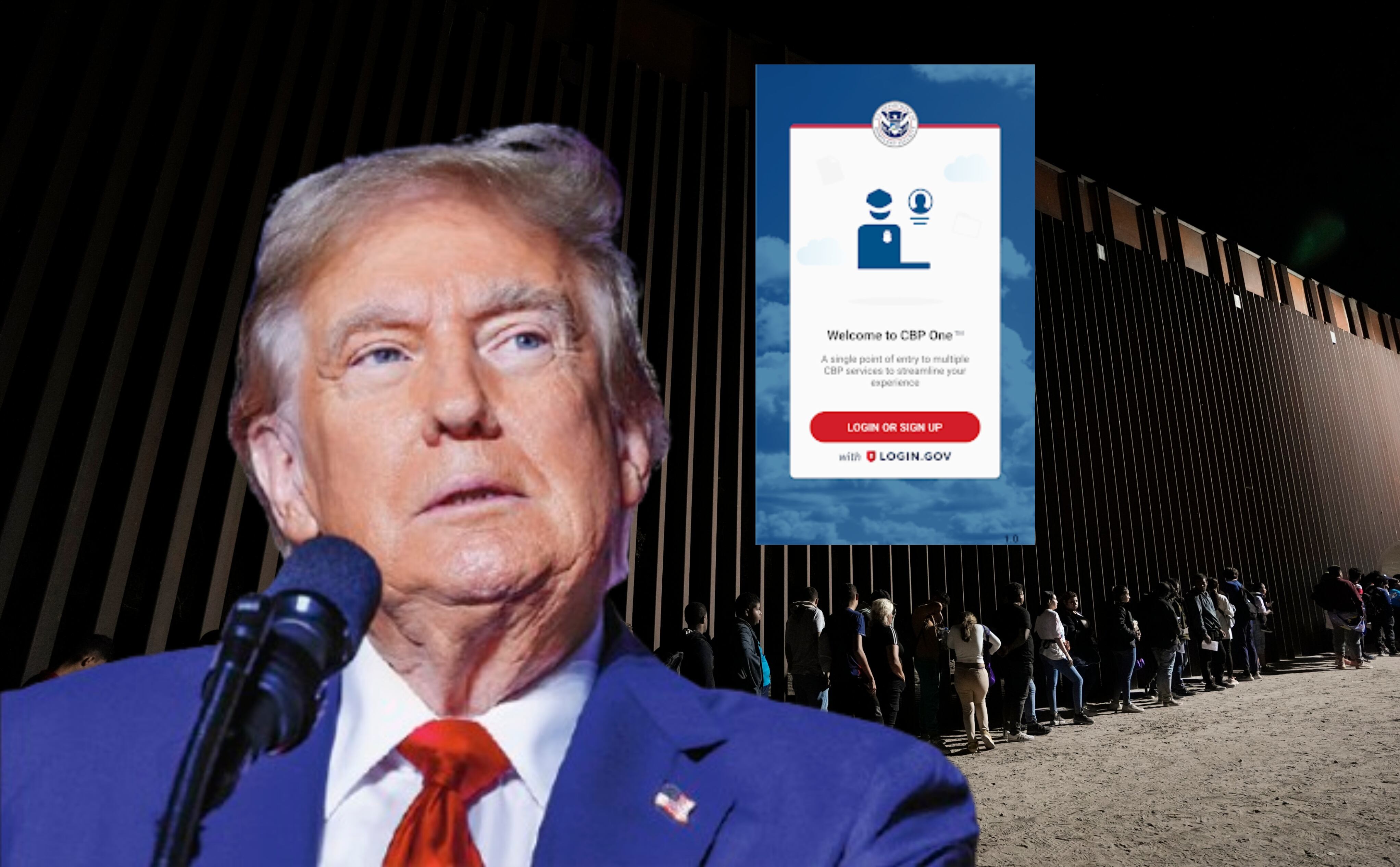 Donald Trump y la aplicación CBP One, usada por migrantes para entrar a los Estados Unidos.