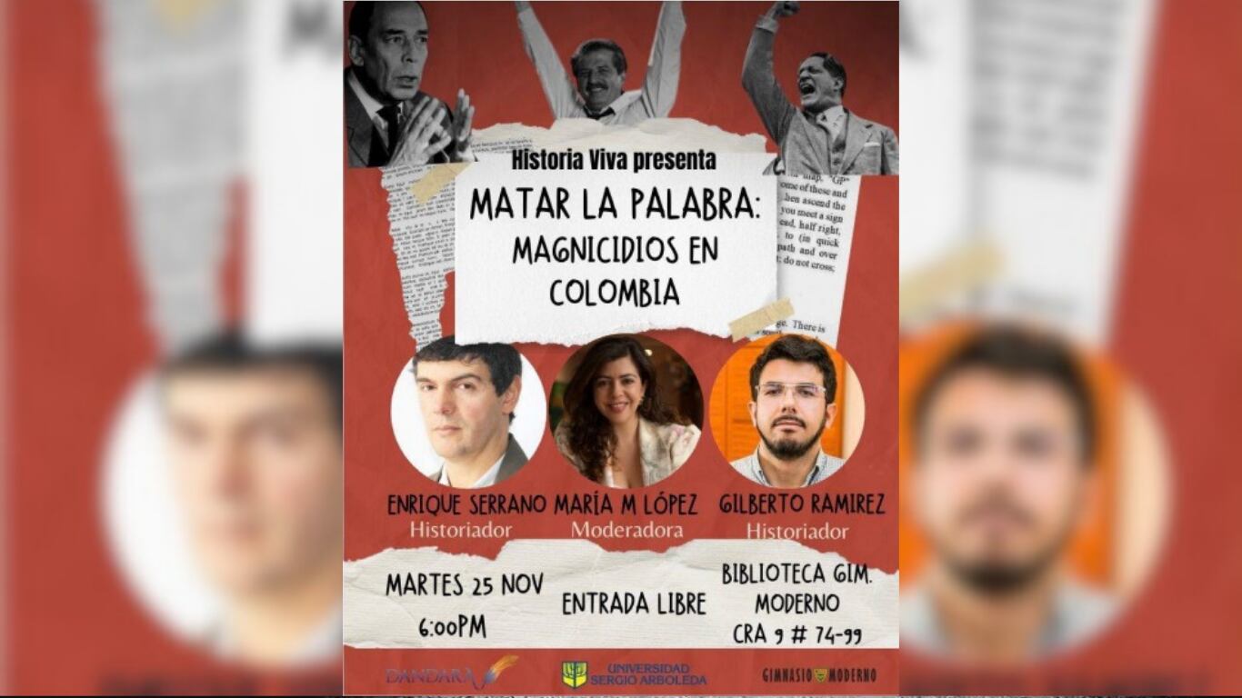 Los panelistas Enrique Serrano y Gilberto Ramírez, moderado por María Margarita López.