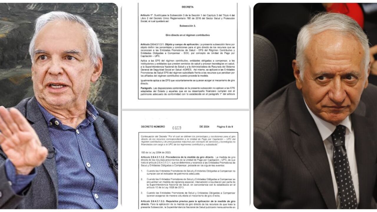 Los ministros Ricardo Bonilla y Guillermo Alfonso Jaramillo y el decreto.