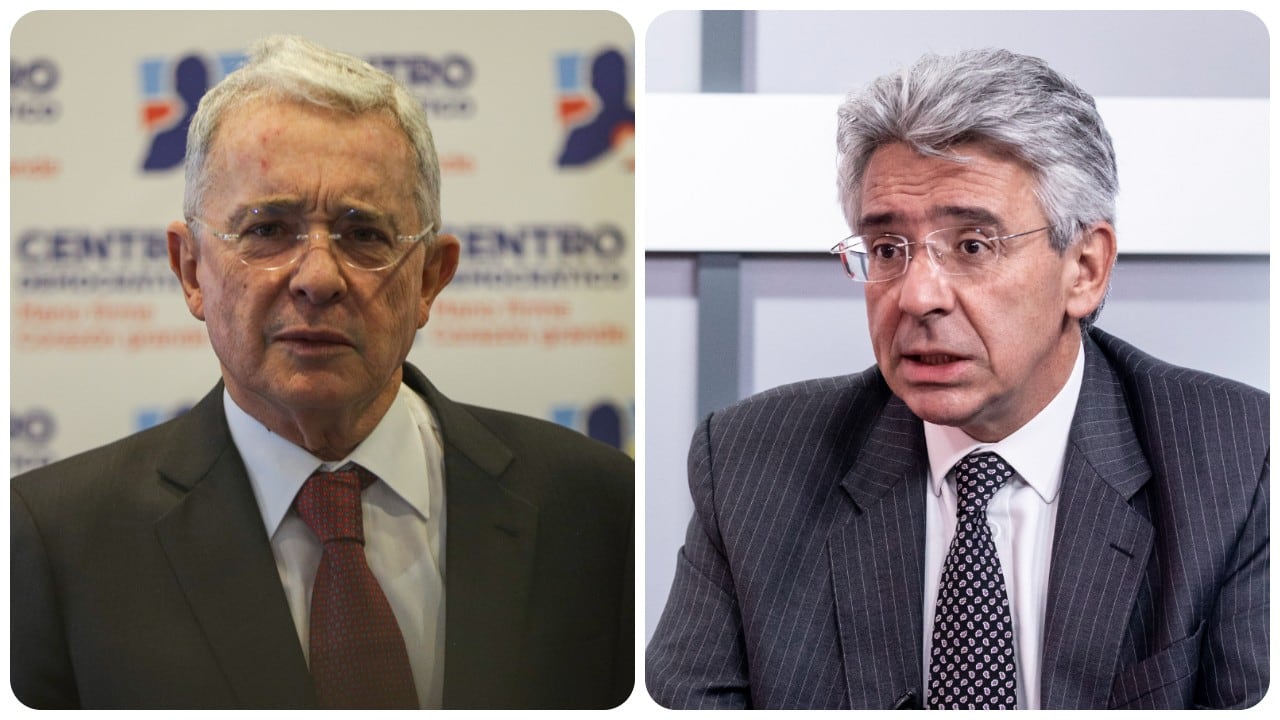 El expresidente Álvaro Uribe Vélez y el senador de Salvación Nacional, Enrique Gómez Martínez.