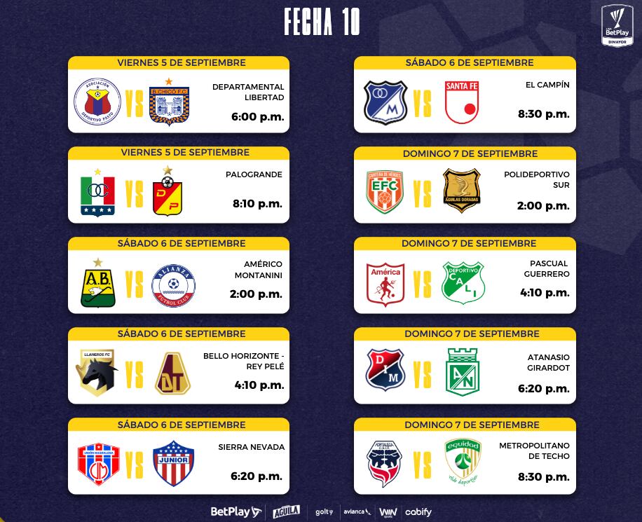 Liga BetPlay 2025 segundo semestre fecha 10