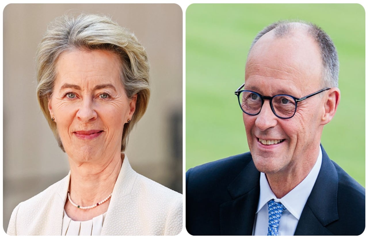 Ursula von der Leyen, presidenta de la Comisión Europea y el canciller alemán, Friedrich Merz.
