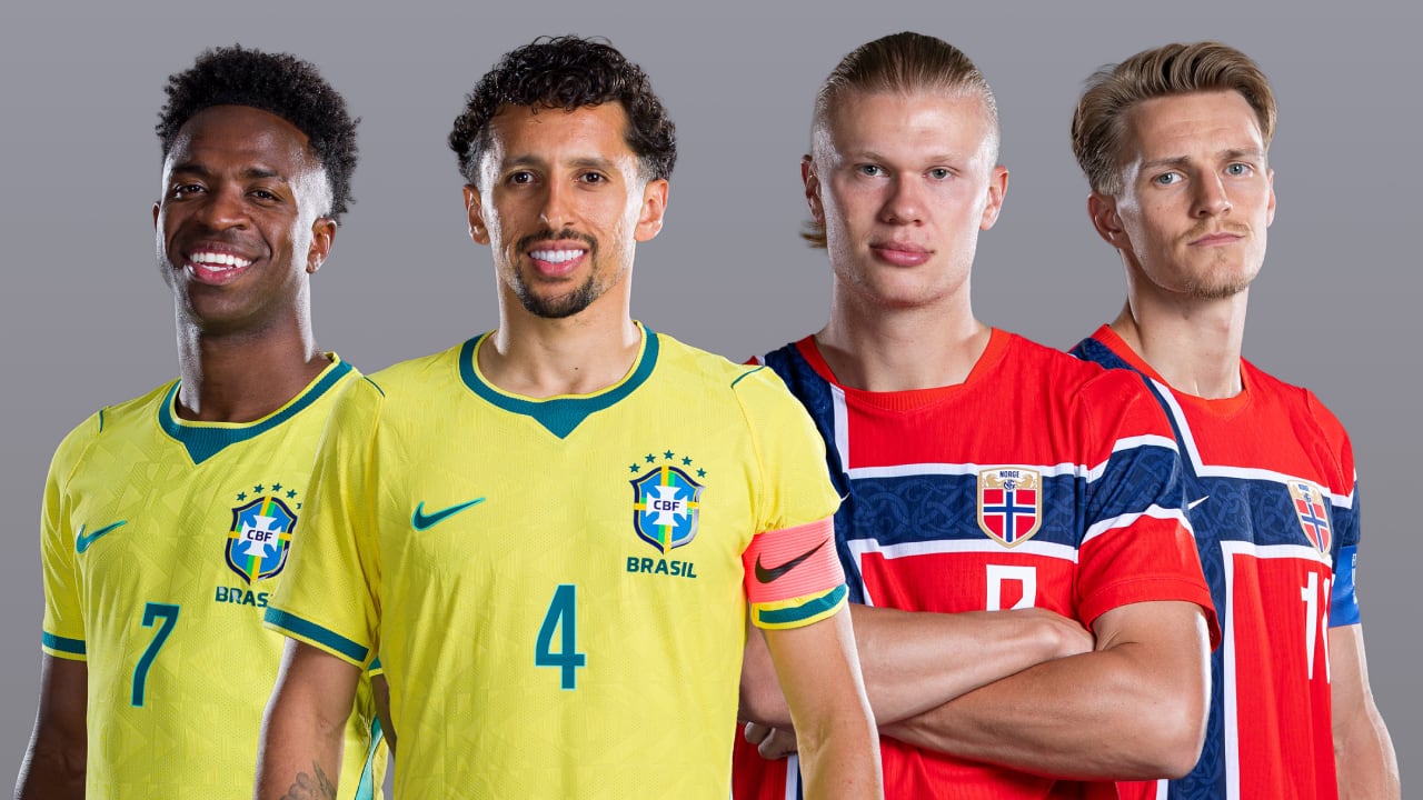 Vinícius y Marquinhos, estrellas de Brasil, junto a Erling Haaland y Martin Odegaard, referentes de Noruega.