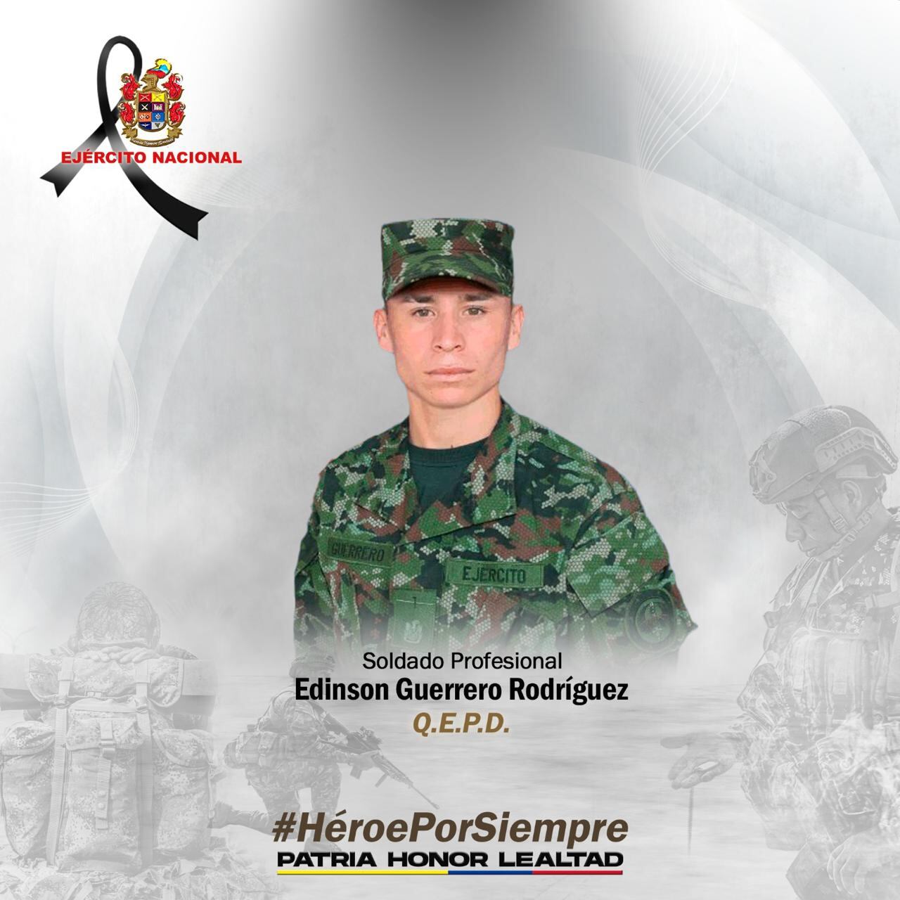 Perdió la vida el soldado profesional Edison Guerrero Rodríguez.