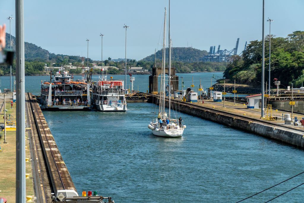 Ships passing through Miraflores Locks in the Panama Canal. (Photo by: Edwin Remsberg/VWPics/Universal Images Group via Getty Images)