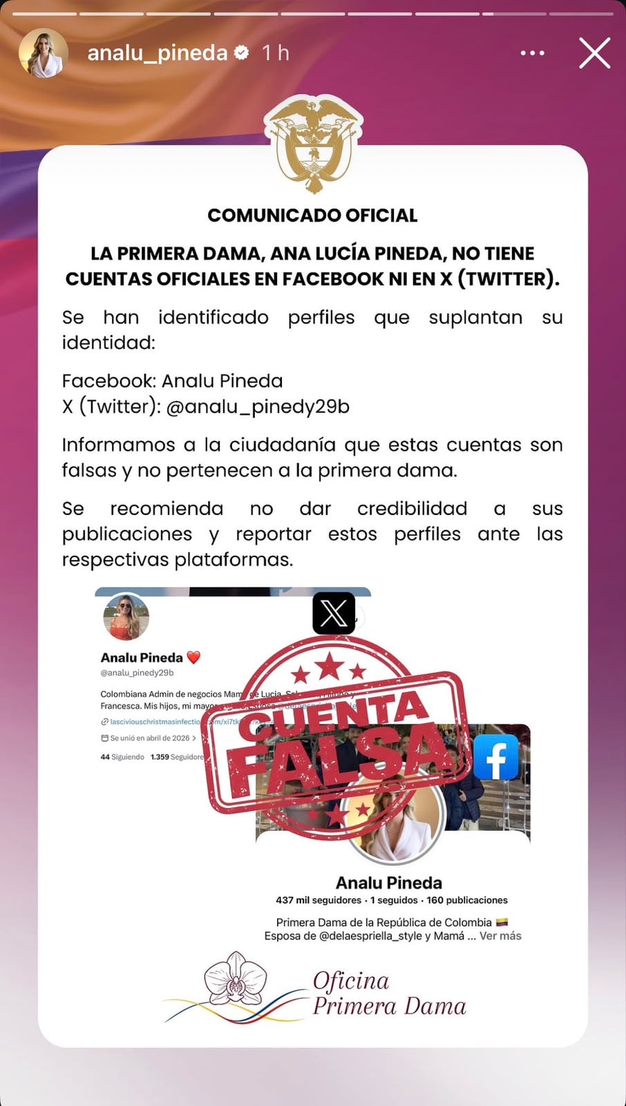 Comunicado primera dama