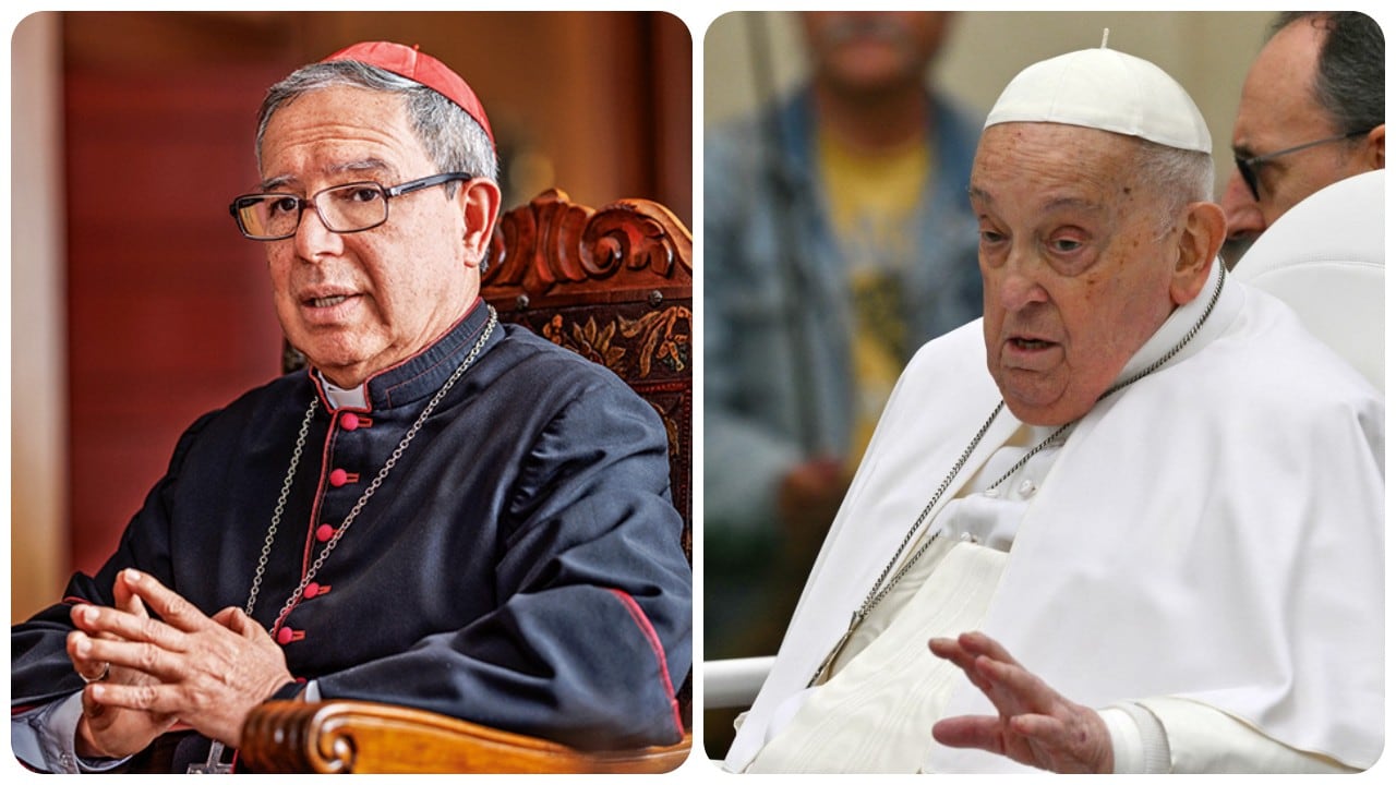 El cardenal Luis José Rueda y el Papa Francisco.