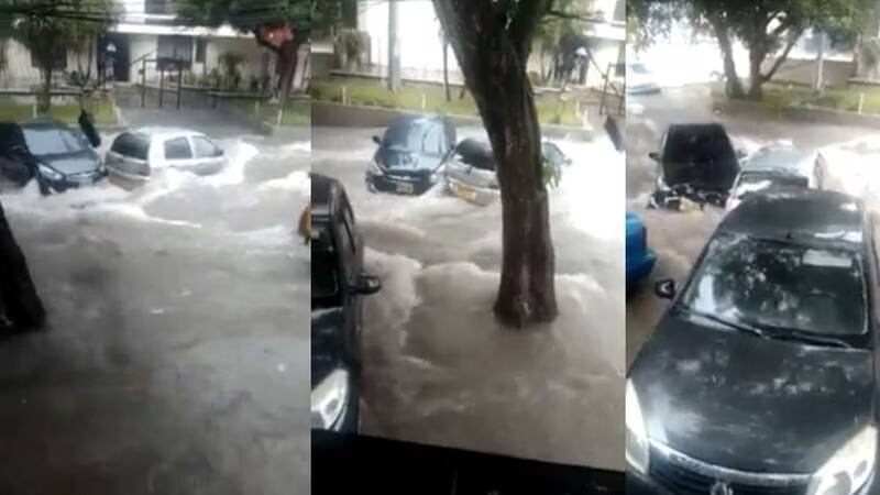 Los vehículos fueron arrastrados por la fuerza del arroyo en la zona.