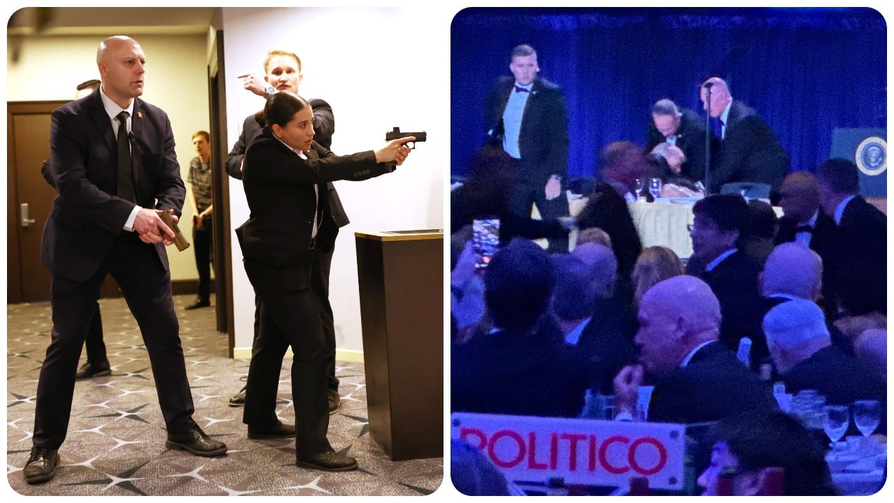 Miembros de las fuerzas del orden responden durante la cena de corresponsales de la Casa Blanca.