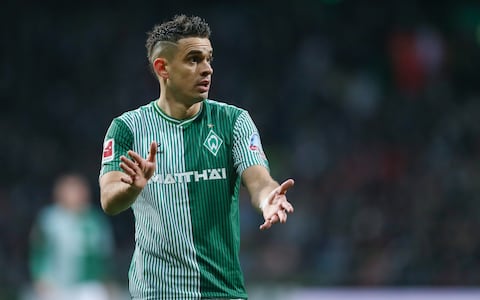BREMEN, GERMANY - DECEMBER 9: Rafael Borre reacts during the Bundesliga match between SV Werder Bremen and FC Augsburg at Wohninvest Weserstadion on December 9, 2023 in Bremen, Germany. (Photo by Selim Sudheimer/Getty Images)