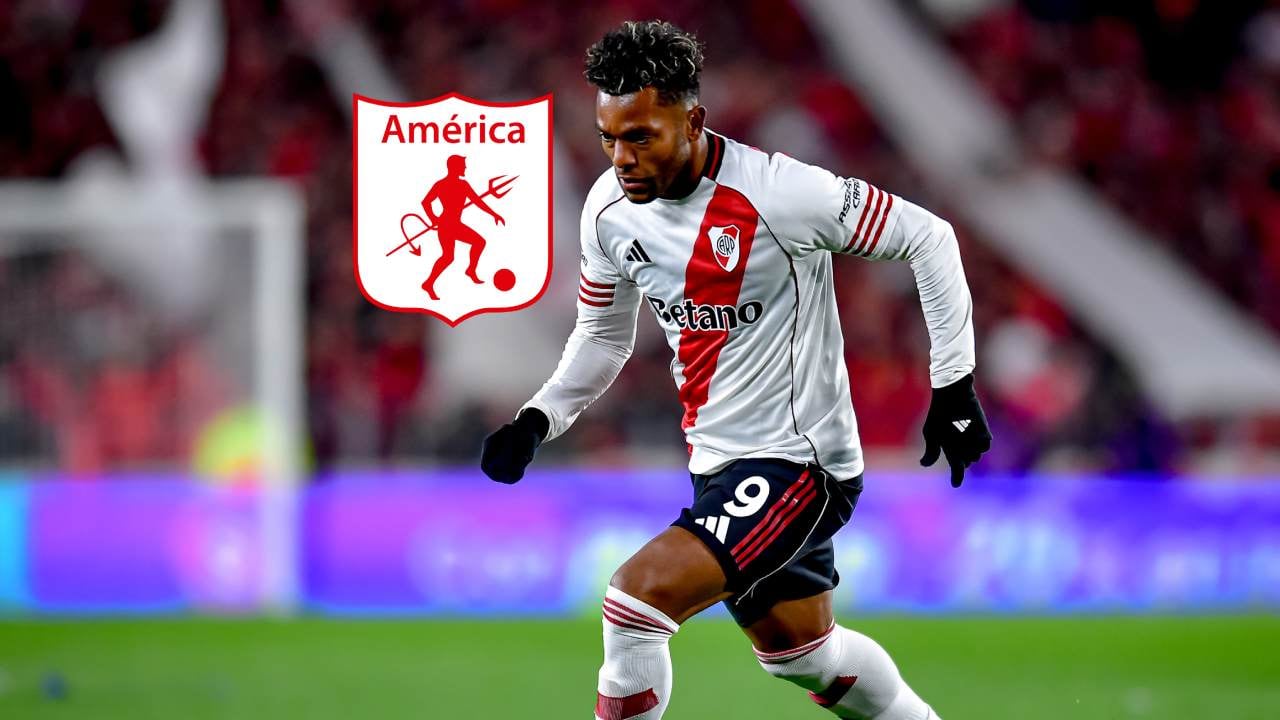 Miguel Ángel Borja en la Liga Argentina / Escudo América de Cali.