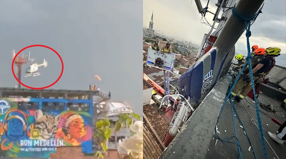 Helicóptero accidentado en Medellín.