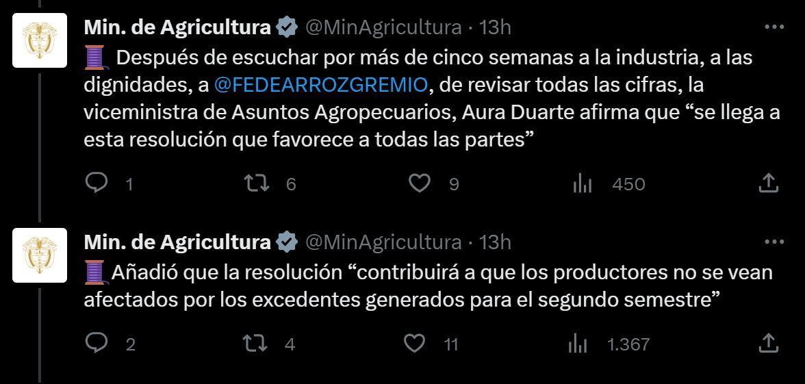 Trino MinAgricultura Arroceros