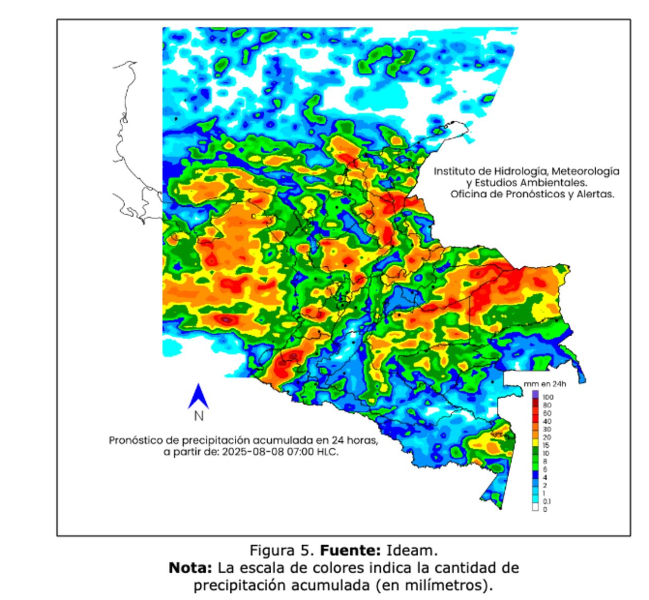 Pronóstico Ideam viernes 8 de agosto de 2025
