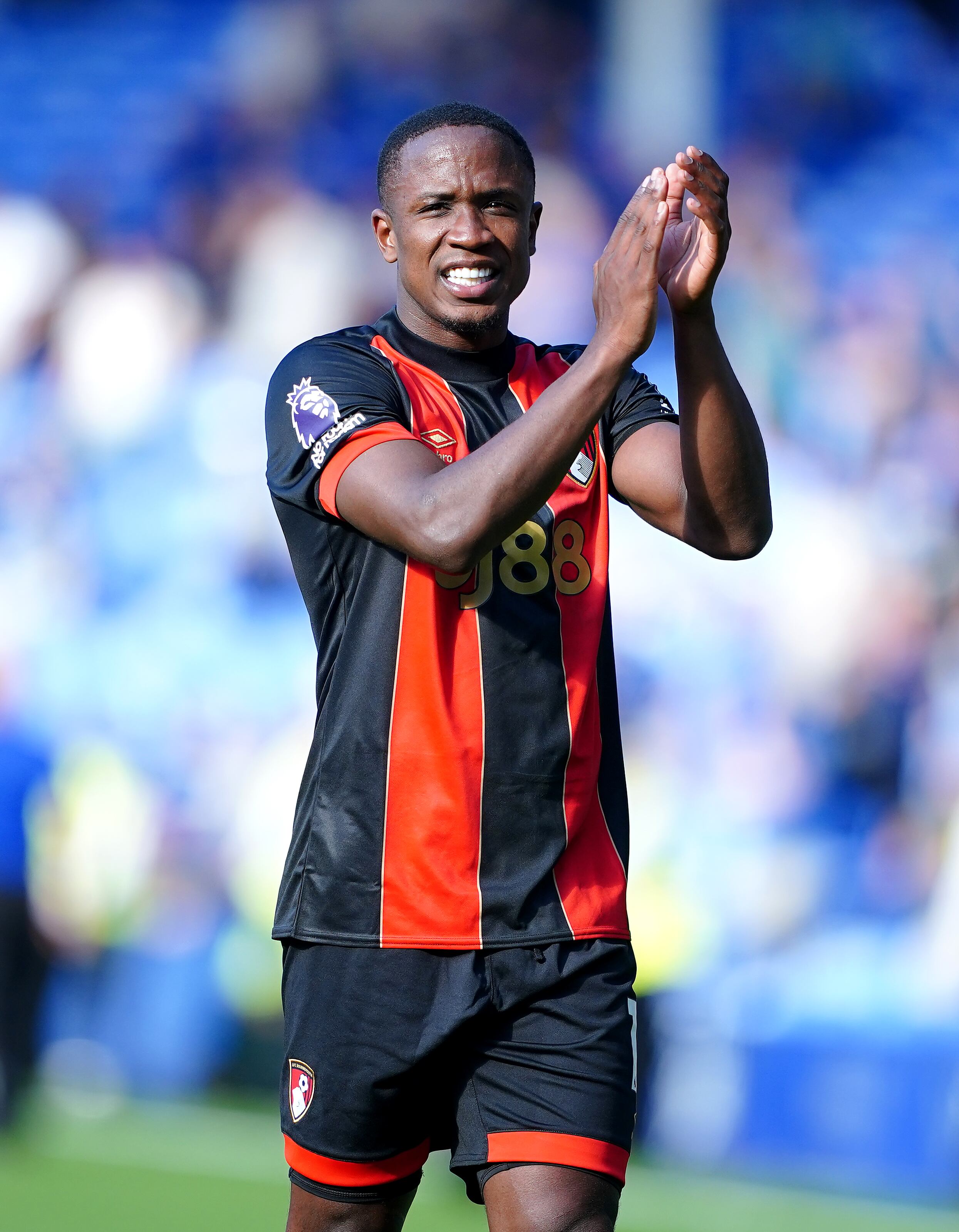 Bournemouth's Luis Sinisterra applauds the fans after the final whistle in the Premier League match at Goodison Park, Liverpool. Picture date: Saturday August 31, 2024. (Photo by Peter Byrne/PA Images via Getty Images)