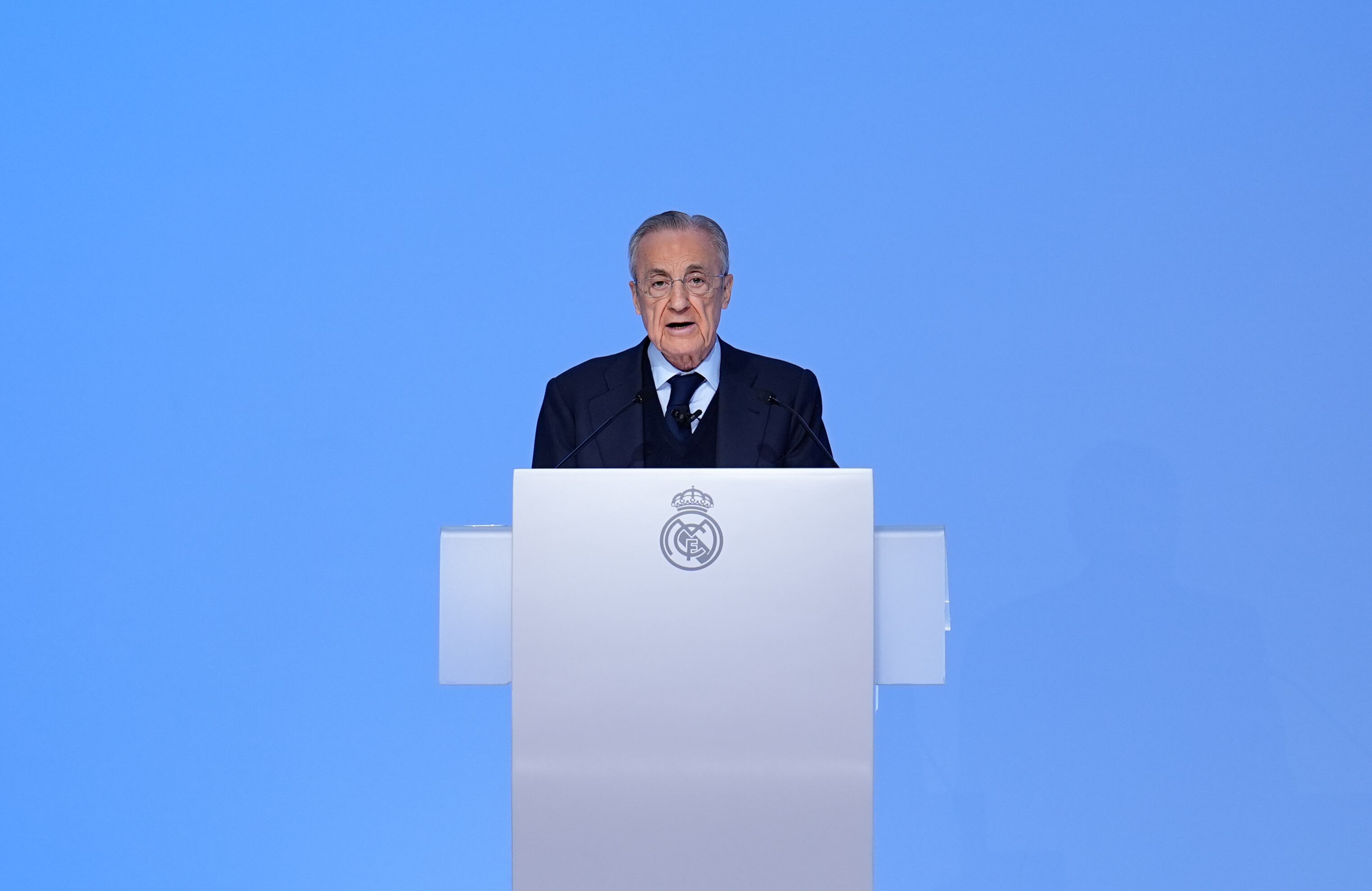 VALDEBEBAS, SPAIN - NOVEMBER 23: Florentino Perez, President of Real Madrid, attends during the Ordinary General Assembly of Representative Members of Real Madrid C.F. at Ciudad Deportiva Real Madrid on November 23, 2025, in Valdebebas, Madrid, Spain. (Photo by Dennis Agyeman / AFP7 via Getty Images)