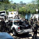 Este es uno de los vehículos en el que se movilizaban los 10 policías y el informante que fueron asesinados en Jamundí. (Foto: Cortesía diario Q´hubo)