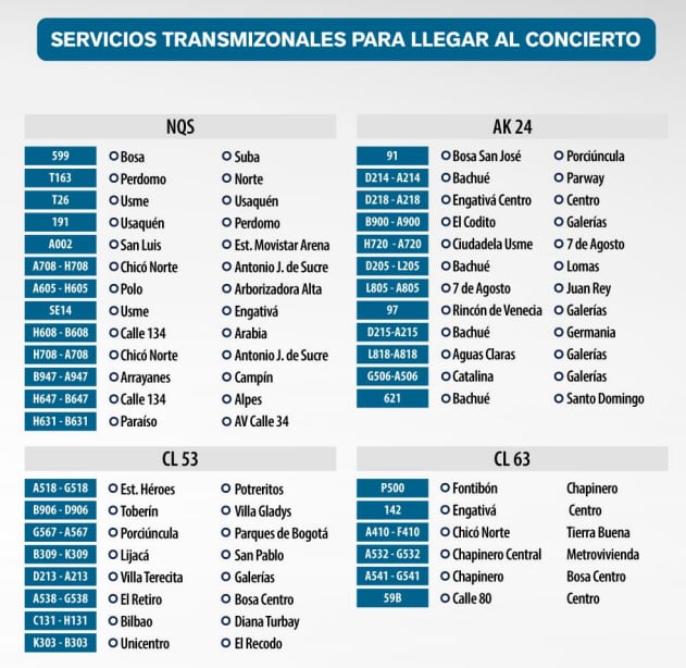 Servicios TransMizonales para llegar al concierto de BTS