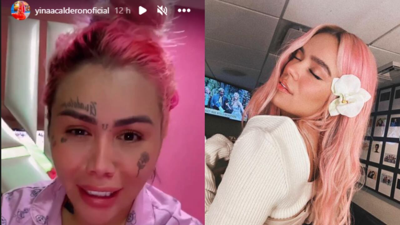 Yina Calderón y Karol G tienen el cabello rosado actualmente.