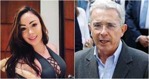 Daneidy Barrera Rojas, mejor conocida como Epa Colombia. A la derecha, el expresidente Álvaro Uribe