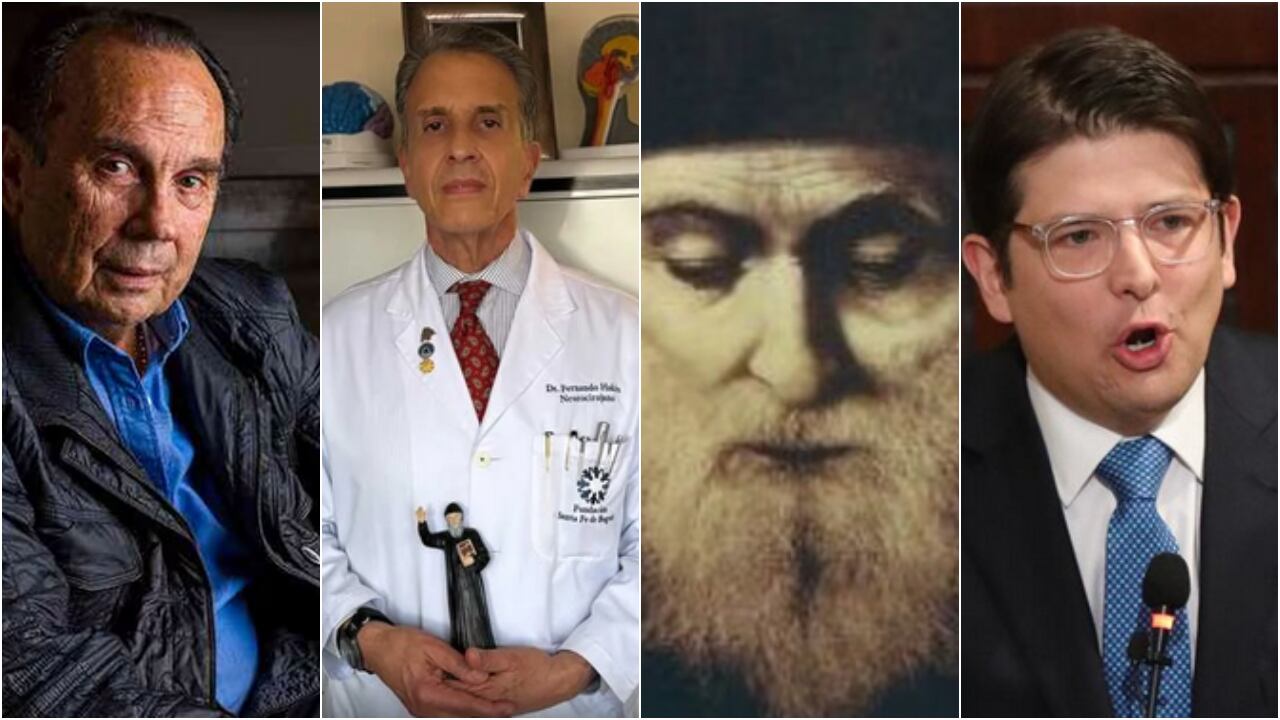 De izquierda a derecha:  Hernán Peláez, comentarista deportivo; Fernando Hakim, médico neurocirujano; Chárbel Makhlouf, San Chárbel; y Miguel Uribe Turbay, senador