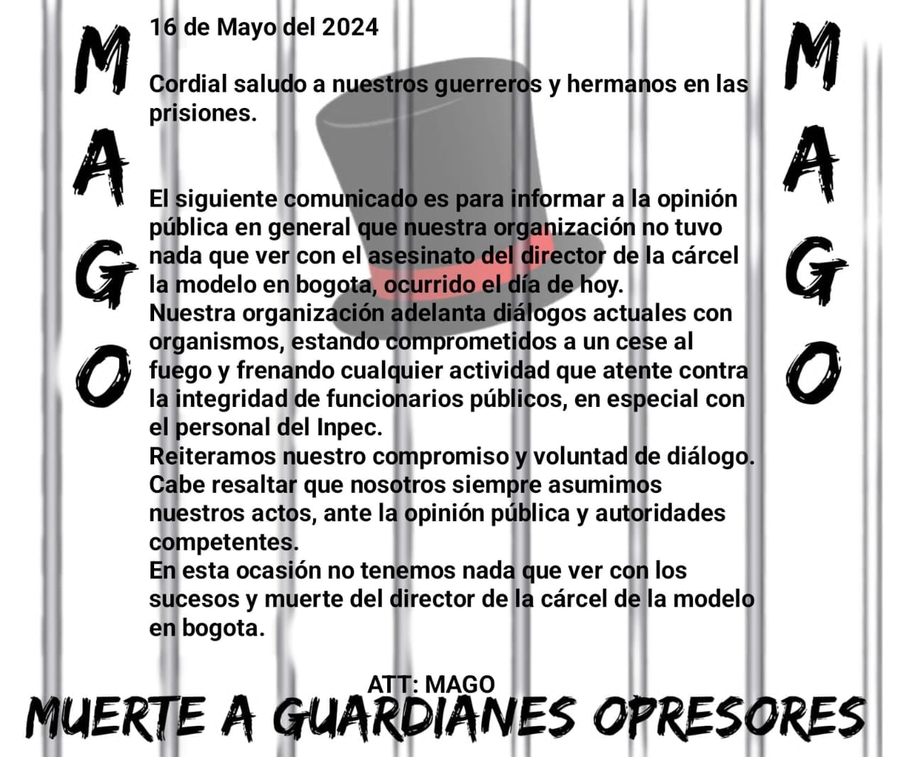 Pipe Tuluá negó participación en crimen del director de la cárcel La Modelo, de Bogotá.