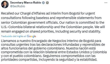 Mensaje de Marco Rubio
