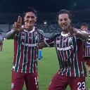 Germán Cano celebra su gol ante Once Caldas.