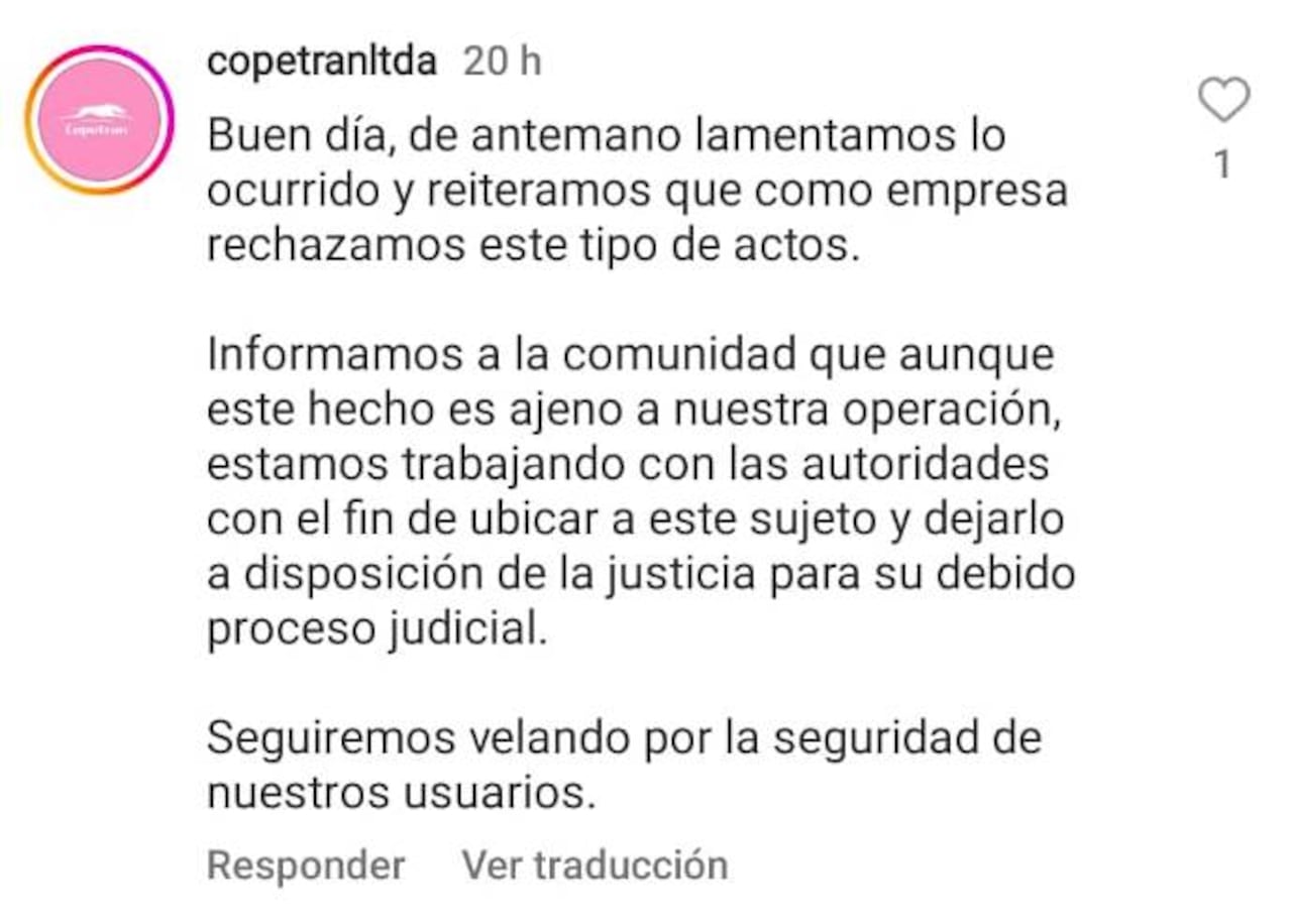 Pronunciamiento de Copetran.