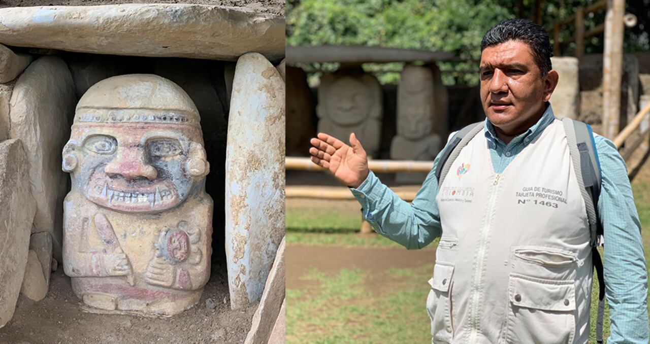 Guía turístico en el parque arqueológico de San Agustín, Huila.
