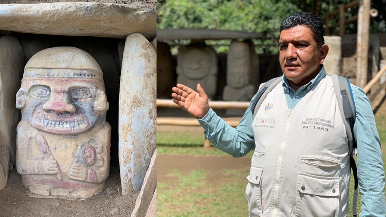 Guía turístico en el parque arqueológico de San Agustín, Huila.