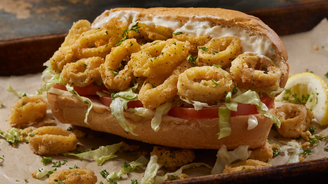 Fried Calamari Po Boy Sub with Tzatziki Sauce