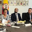 La ministra Gloria Inés Ramírez propuso que la base para fijjar la cifra del básico fuera la inflación de Noviembre, que según el Dane fue de 10,15 %.
Foto: Cortesía Mintrabajo para El País