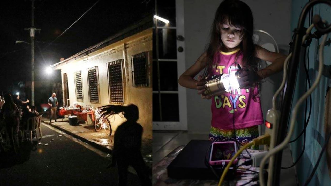 Medio millón de puertoriqueños todavía están sin luz luego que el paso del huracán María destruyera la red de energía eléctrica de toda la isla. Fotos: AFP y AP