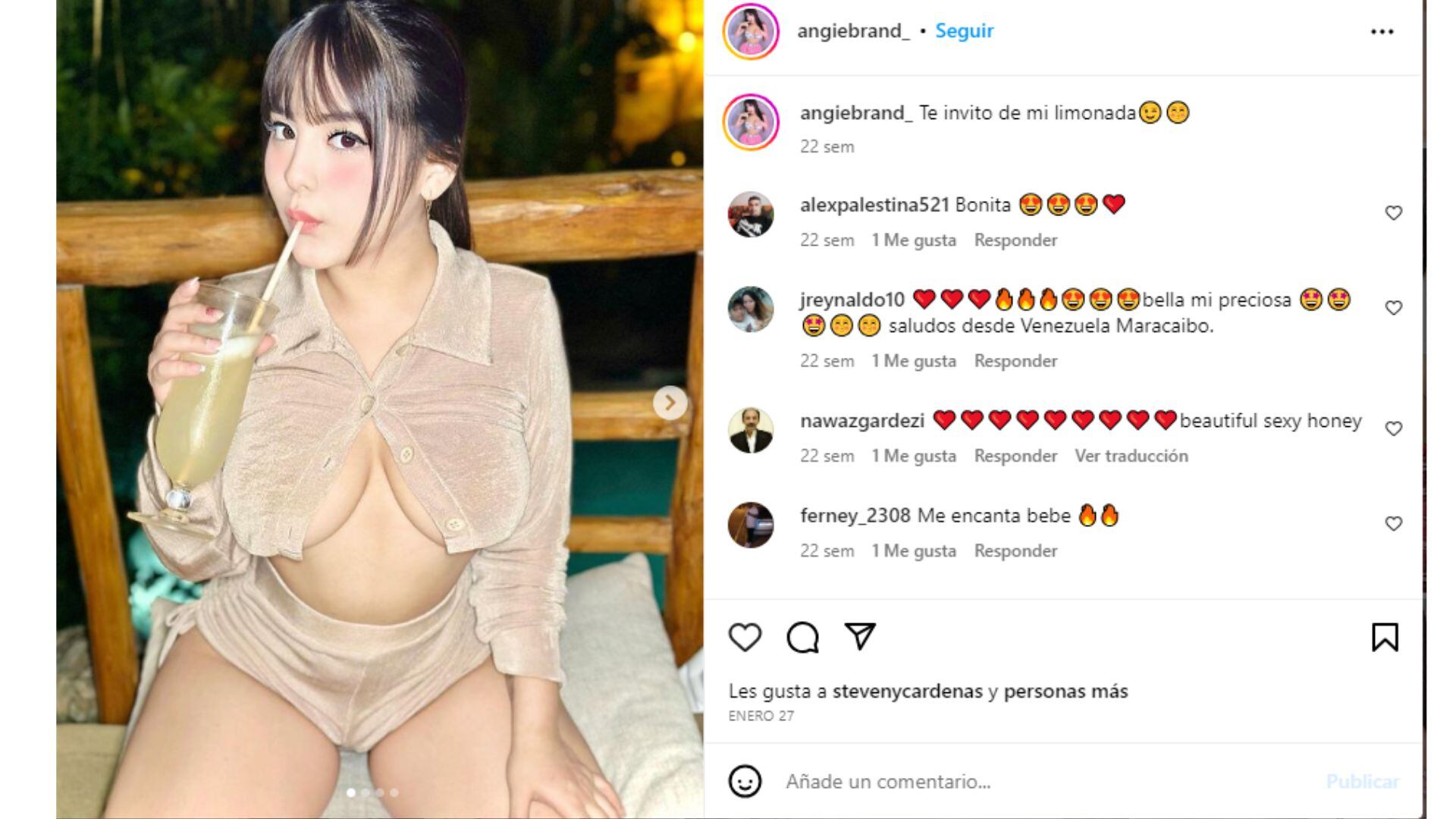 Publicación en Instagram de Angie Brand