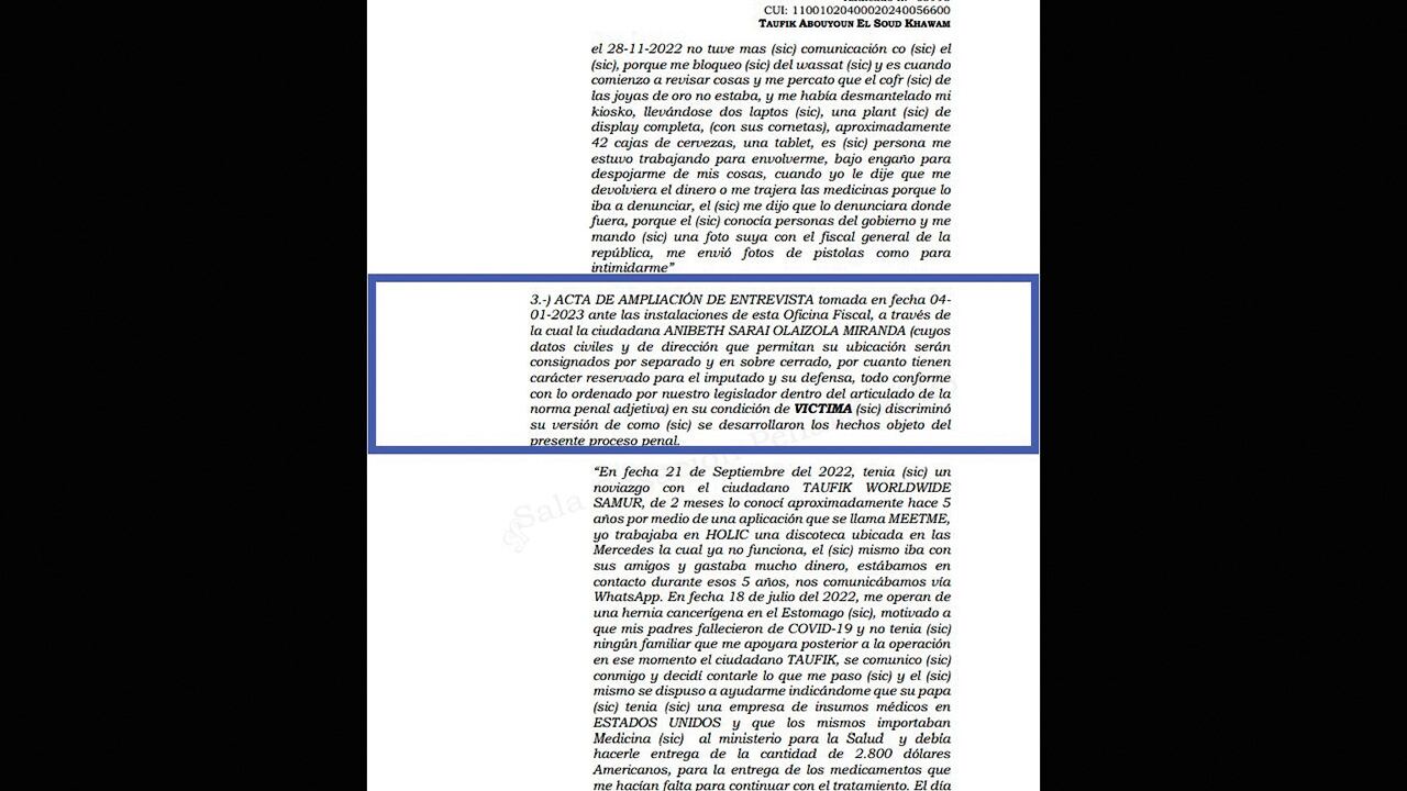 Acusación contra Taufik Abouyoun El Soud Khawam.