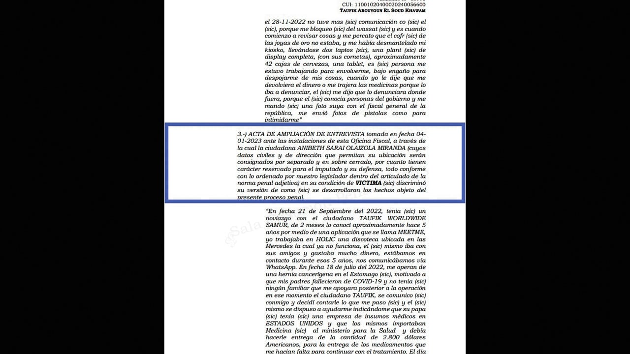 Acusación contra Taufik Abouyoun El Soud Khawam.